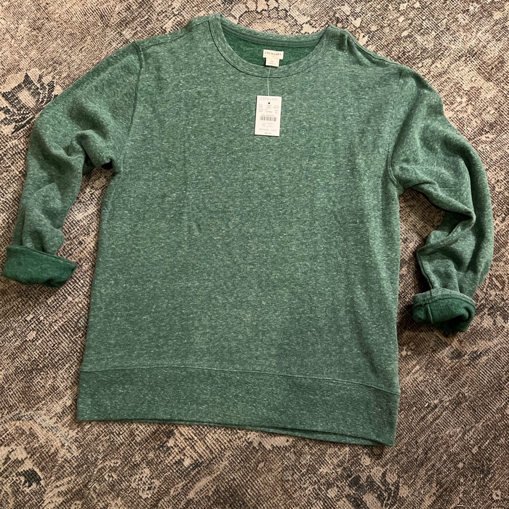 NWT CrewCuts green vintage-inspired fleece lined pullover sweatshirt XL